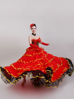 Carnevale Costume da ballo Gypsy Paso Doble di danza del ballo a strati rosso flamenco Costume Halloween