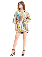 Carnevale Costume da ballo Hip Hop Vestito con paillettes in oro glitterato Costume Halloween