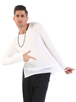 Carnevale Costume da ballo latino bianco da uomo Performance Top Dancing Wear Costume Halloween