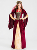 Carnevale Costume da donna esotica in velluto rosso bicolore con maniche svasate costume arabo Halloween