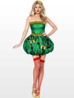 Carnevale Costume da elfo natalizio senza spalline verdi Costume Halloween