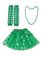 Carnevale Costume da giorno Saint Partrick Clover Leaf 3 pezzi Irish Women Fancy Dress Halloween