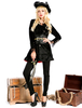 Carnevale Costume da pirata Costume da donna nero con top hat nero Costume Halloween