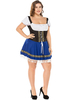 Carnevale Costume da ragazza di birra Abito con lacci stampato in blu Costumi di vacanze da ragazza di birra in poliestere Costumi di Oktoberfest Halloween