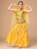 Carnevale Costume di danza del ventre Abito da ballo in Bollywood con scintilla in chiffon giallo per donna Halloween