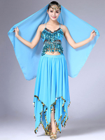 Carnevale Costume di danza del ventre con gonna in chiffon e gonna a velo Halloween