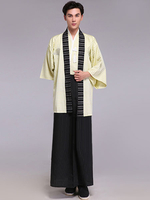 Carnevale Costume di fan nappe a strisce Samurai Carnevale Kimono Costume maschile vestito Halloween