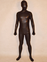 Carnevale Costume di Zentai collant tinta unito nero per adulti in gomma metallizzata completo unisex Halloween