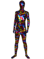 Carnevale Costume di Zentai di vestito multicolore completo colorato lucido metallico Halloween