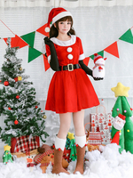 Carnevale Costume natalizio Babbo Natale Abiti Outfit Guanti Hat Sash Set 4 pezzi Costume Halloween
