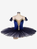 Costumi di danza classica Blu profondo per ragazza Ballerina per adulti con volant Abito in poliestere di pizzo Abbigliamento da prestazione