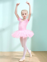 Costumi di danza classica Rosa Ballerina per bambini da donna Ritagliata con volant a pois Pieghettato in misto cotone Abito tunica performance wear