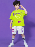 Costumi di danza hip-hop Pantaloni da ballerino da uomo verde per bambini Top Set Costume da ballo di strada in poliestere