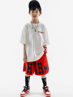 Costumi di danza hip-hop Pantaloni unisex bianchi rossi per bambini Top Set Costume da ballo di strada in cotone hip-hop