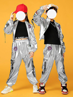Costumi di danza hip-hop Set di pantaloni da ballerino da uomo argento per bambini Costume da ballo di strada in poliestere hip-hop