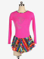 Costumi di danza in poliestere rosa vestito da pattinaggio