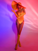 Costumi di danza jazz Cappello in poliestere da ragazza Guanti da tuta Abbigliamento da ballo