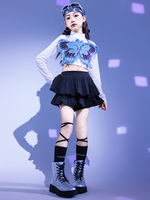 Costumi di danza jazz Minigonna in poliestere da ragazza Top da ballo