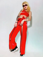 Costumi di danza jazz Pantaloni di pelliccia da donna Top Abbigliamento da ballo