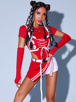 Costumi di danza jazz Pantaloni in poliestere da ragazza Guanti da tuta con fascia Gonna divisa Abbigliamento da ballo