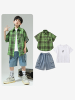 Costumi di danza jazz Pantaloni soprabito in poliestere da ragazzo Top da ballo