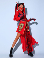 Costumi di danza jazz per le donne Grembiule in poliestere Tuta Sash 3 pezzi Set Abbigliamento da ballo