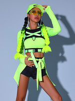 Costumi di danza jazz Top in poliestere da donna minigonna pantaloni con fascia abiti da ballo