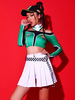 Costumi di danza jazz Top in poliestere per ragazza gonna abbigliamento da ballo