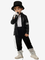 Costumi di Halloween per bambini Set di Halloween nero Cappotto e pantaloni in poliestere per bambini