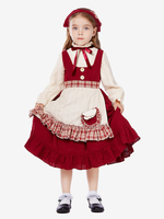 Costumi di Halloween per bambini Set di Halloween rosso Vestito in poliestere per bambini Copricapo