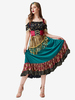 Costumi Gypsy Starlight Vestito Sexy Verde Stampa Floreale Set Costumi per le Feste