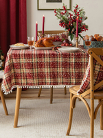 Costumi per le vacanze di Natale in plaid di poliestere in fibra di poliestere rosso di Natale
