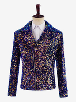 Costumi retrò a maniche lunghe con paillettes da esibizione da uomo