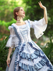 Costumi retrò azzurro cielo Abito da donna in poliestere con balze in poliestere Marie Antoinette Abbigliamento vintage in stile europeo