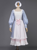 Costumi retrò bianchi Pizzo da donna Fiocchi di pizzo Costume da Maria Antonietta Tunica in poliestere Copricapo Abito da ballo in maschera vintage