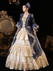 Costumi retrò blu Abito da donna in poliestere con volant in pizzo Costume rinascimentale di Maria Antonietta Costume del XVIII secolo