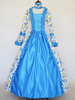 Costumi retrò blu baby Costume da ragazza con stampa tatuaggio con lacci Set di tessuto in raso Abito girocollo Costume gotico di Maria Antonietta Costume del XVIII secolo