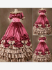 Costumi retrò bordeaux Abito da donna in poliestere a strati con volant Costume retrò di Maria Antonietta Costume del XVIII secolo