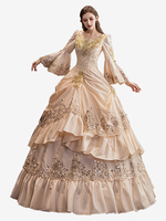 Costumi retrò champagne Costume da donna con volant di Maria Antonietta Abito in poliestere Costume rinascimentale del XVIII secolo