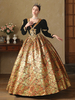 Costumi retrò dorati Abito in jacquard di poliestere Costume rinascimentale da donna in stile Maria Antonietta Costume del XVIII secolo