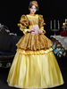 Costumi retrò gialli abito in poliestere con volant da donna copricapo costume retrò di Maria Antonietta costume del XVIII secolo