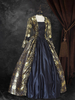 Costumi retrò in oro nero Tessuto di raso con lacci Costume di Maria Antonietta Abito con stampa floreale Abito da ballo da donna con set gotico