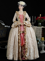 Costumi retrò marrone chiaro con volant copricapo in poliestere costume retrò da donna in stile Maria Antonietta abbigliamento vintage