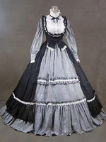 Costumi retrò neri Abito da donna con volant in misto cotone di Maria Antonietta Abito da ballo retrò