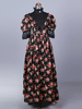 Costumi retrò neri Abito in pizzo e poliestere con stampa floreale Costume di Maria Antonietta Set retrò da donna Costume del XVIII secolo