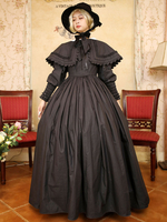 Costumi retrò neri Abito in poliestere di pizzo Costume Marie Antoinette da donna Abito da ballo in maschera con tunica retrò