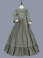 Costumi retrò neri Costume da Maria Antonietta con volant Abito scozzese in poliestere Abito da ballo in maschera con tunica retrò da donna