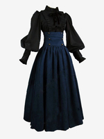 Costumi retrò neri Costume da Maria Antonietta da donna con volant in poliestere con gonna e top costume reale del XVIII secolo