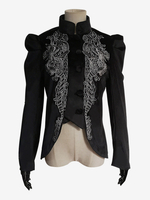 Costumi retrò neri Costume da Maria Antonietta in poliestere con stampa floreale con lacci e soprabito Abito da ballo in maschera retrò