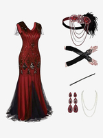 Costumi retrò neri rossi Accessorio in poliestere con paillettes Set costume retrò da donna di Maria Antonietta Abito da ballo per feste